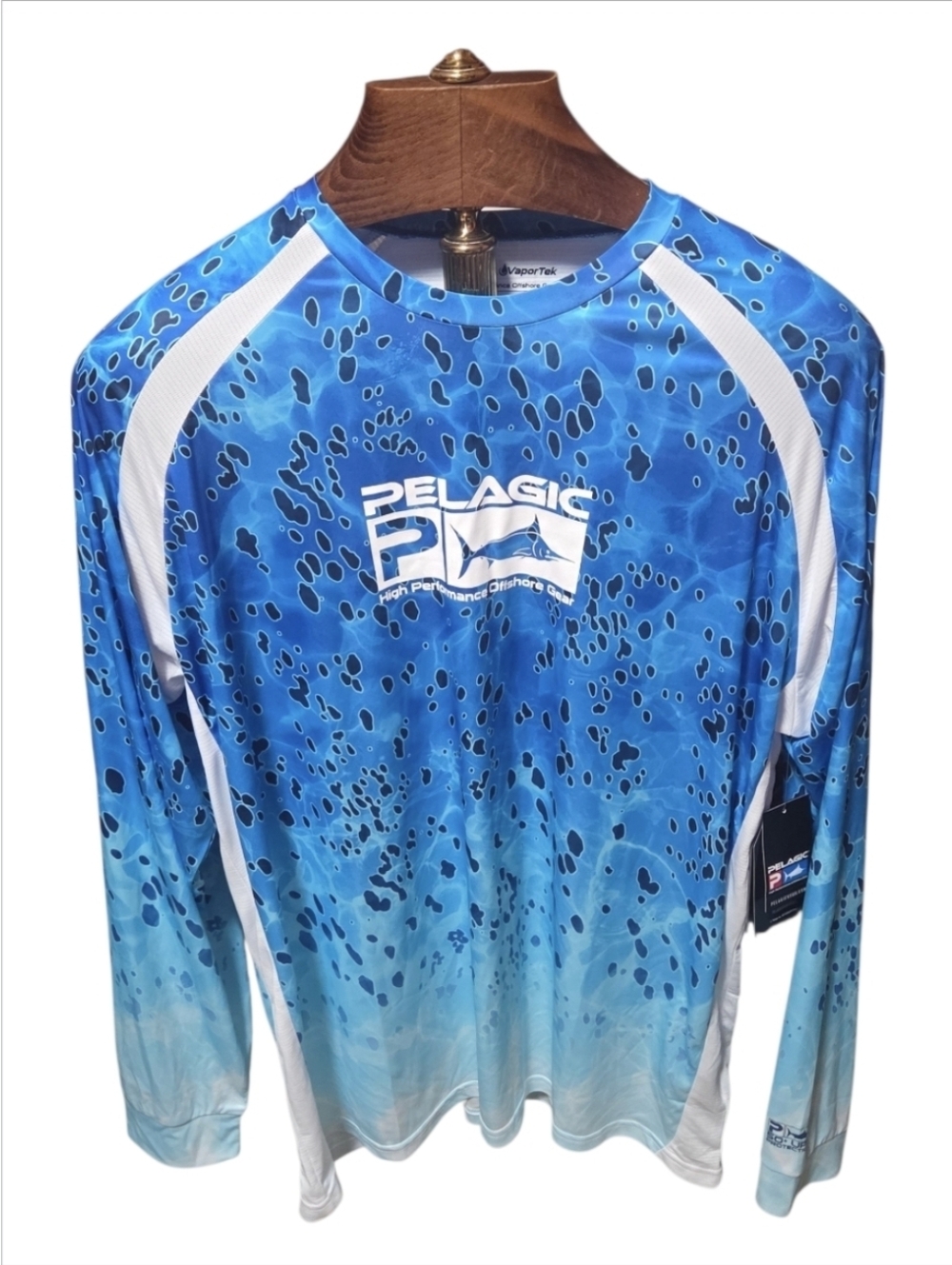 NWT Pelagic Vaportek Dorado Fishing Shirt Blue Lightweight UPF Size XL